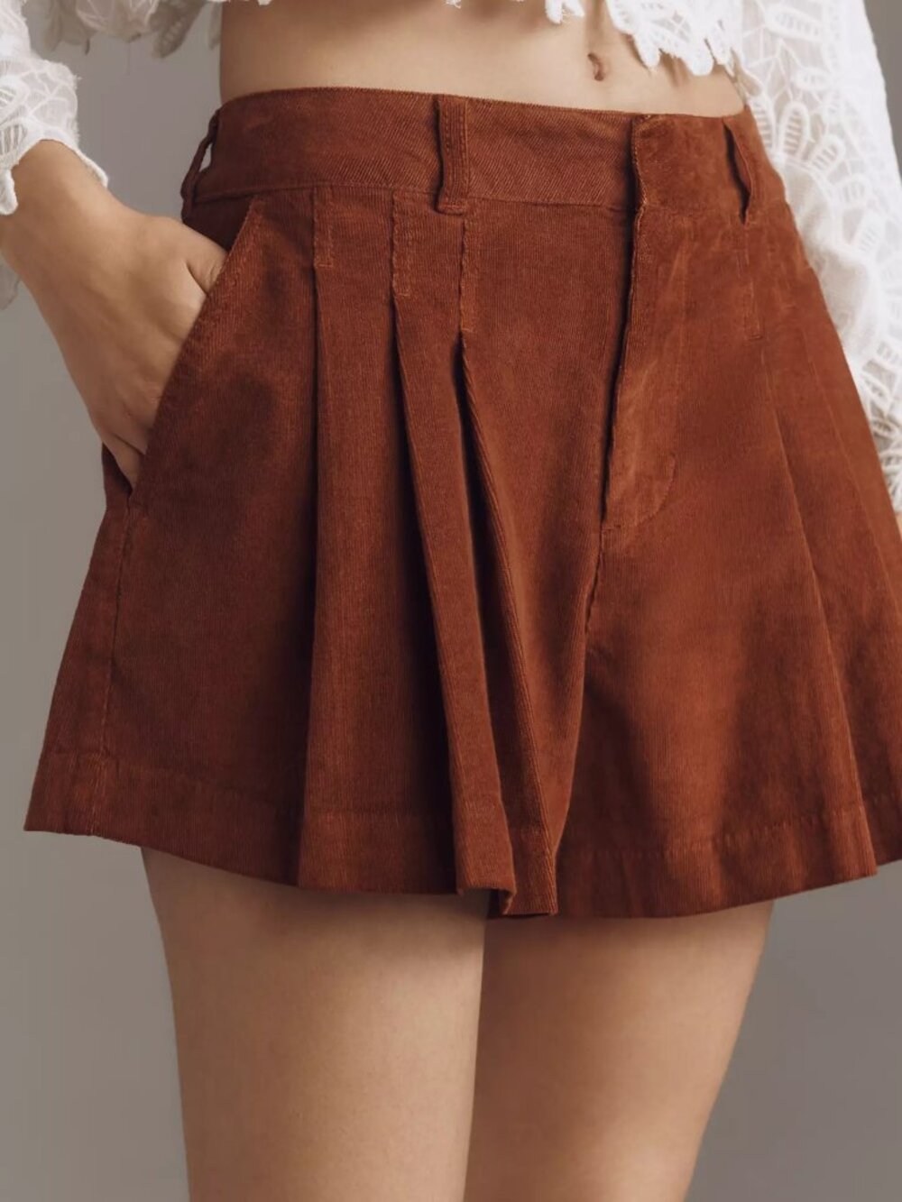 Anthropologie Pilcro Corduroy Pleated Skirty Shorts 26 new with tag